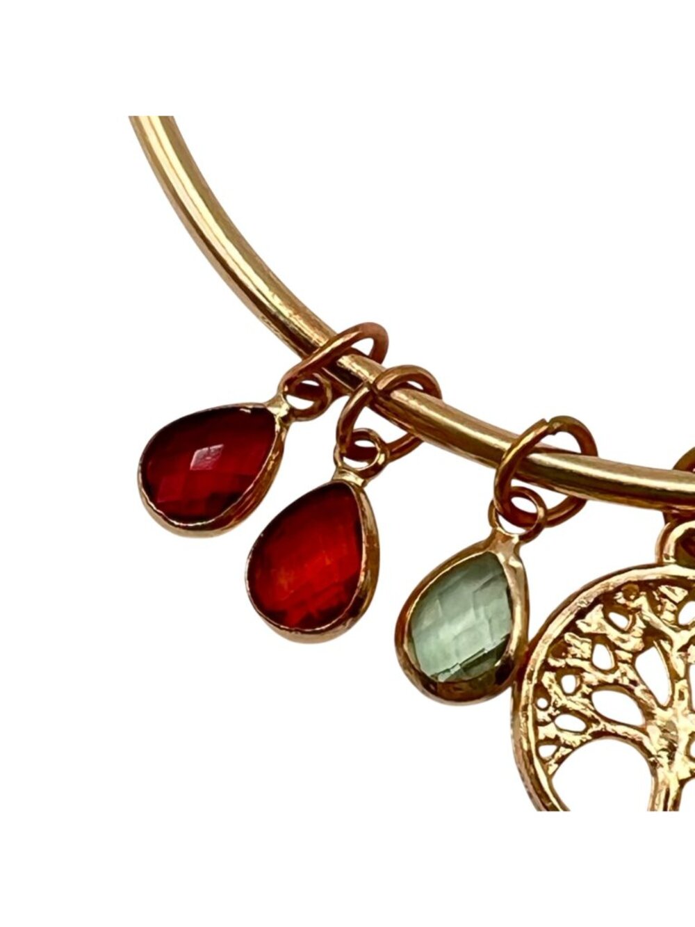 Gold Tone 2 Bracelet Lot Multicolor Enamel Link Charm Bangle Tree of Life Boho - Picture 6 of 14